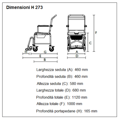 Τροχήλατη Καρέκλα WC Invacare Lima H273 - Βοηθήματα Μπάνιου Betabet